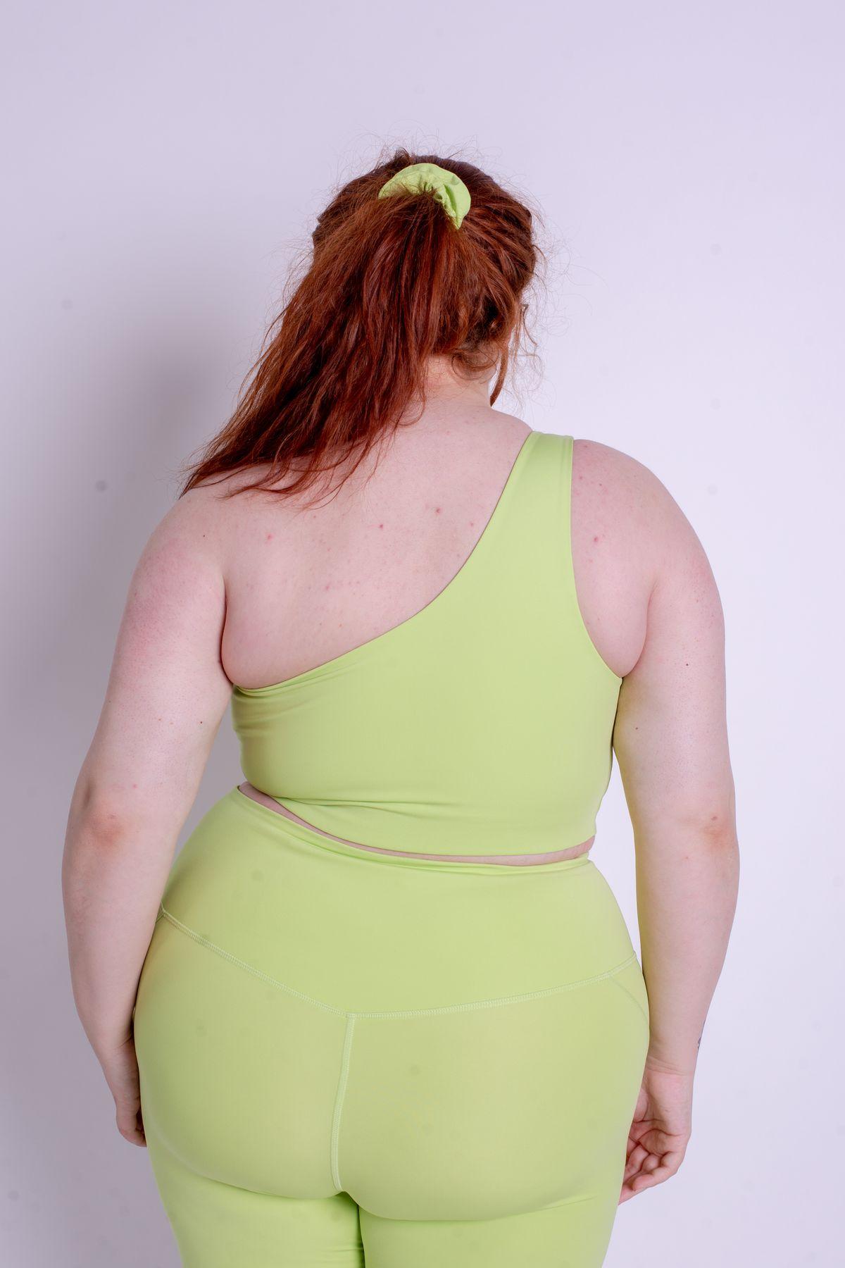 Girlfriend Collective One Shoulder Bra in Key Lime