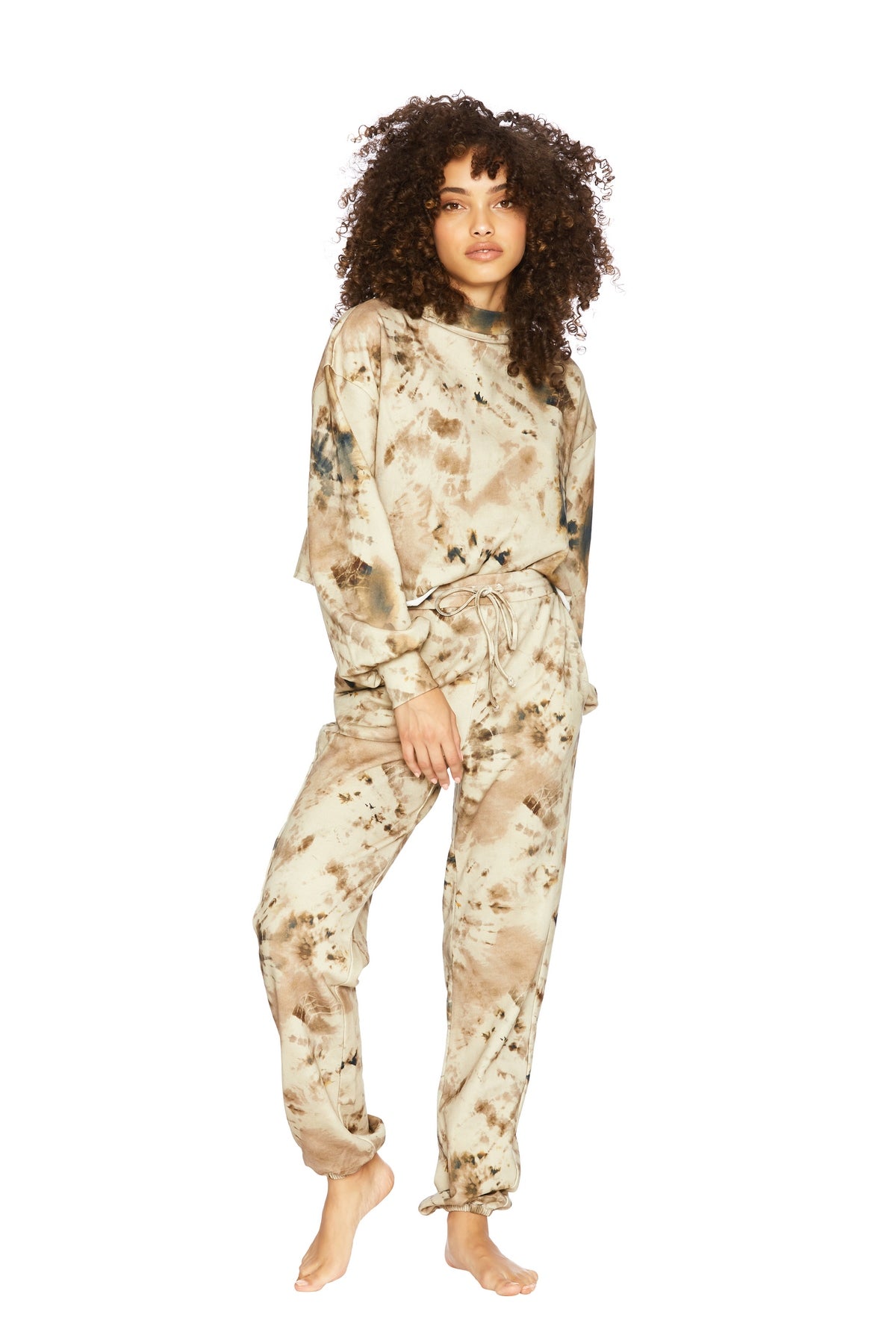 Beach Riot Banded Sweatpant in Taupe Tie Dye