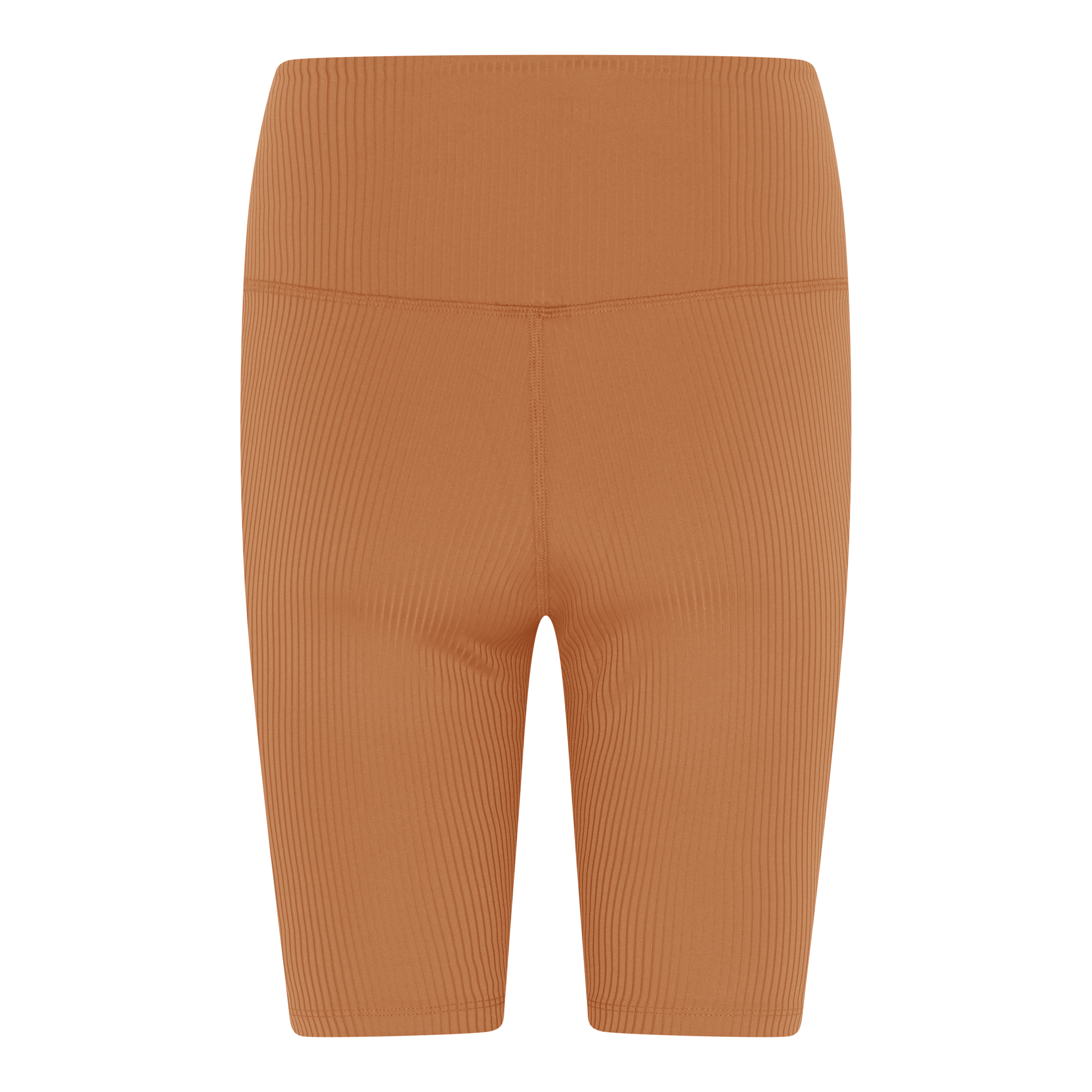 Girlfriend Collective High Rise Rib Bike Short in Toffee