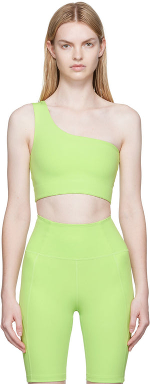 Girlfriend Collective One Shoulder Bra in Key Lime