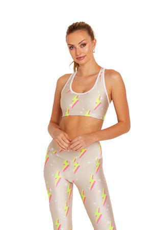 Goldsheep Sports Bra in Nude Neon Bolts
